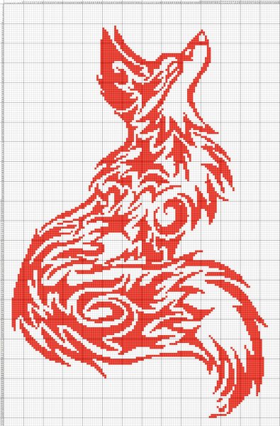 Монохромная вышивка животные