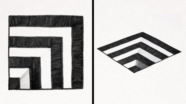 Рисунки в клетку иллюзия