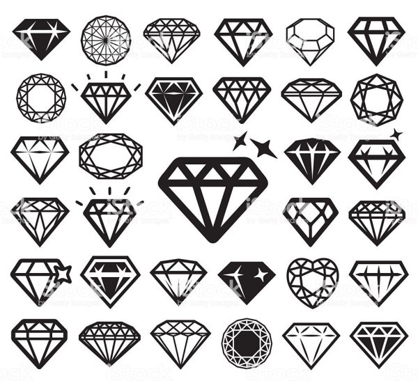 Тату бриллиант черно белый