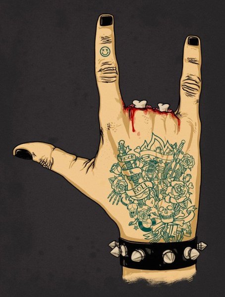 Знак рока на пальцах