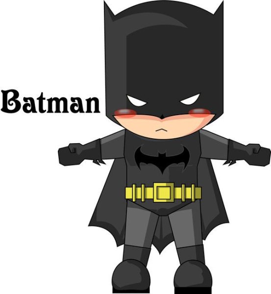 Маленький Бэтмен на белом фоне