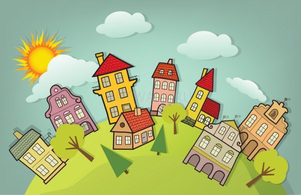 Мультяшный дом в городе