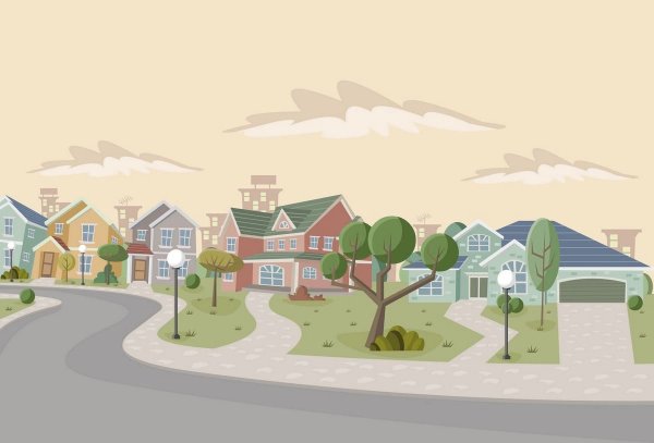Векторное изображение улицы с домами
