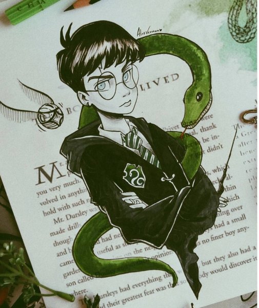 Гарри Поттер Слизерин нарисовать