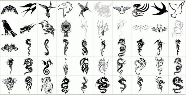 Тату дракон маленький эскиз