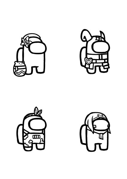 Раскраска Стикеры амонг АС