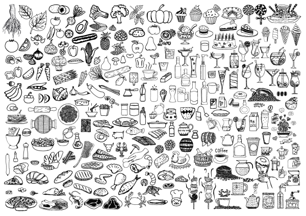 Раскраска еда небольшая бесплатно