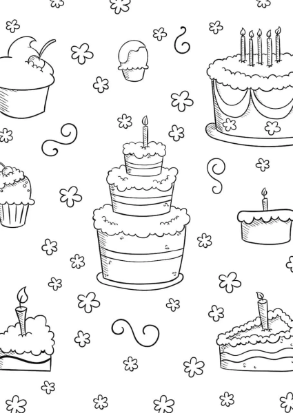 Раскраски маленькие тортики