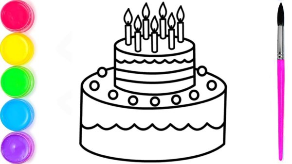 Тортик раскраска для детей