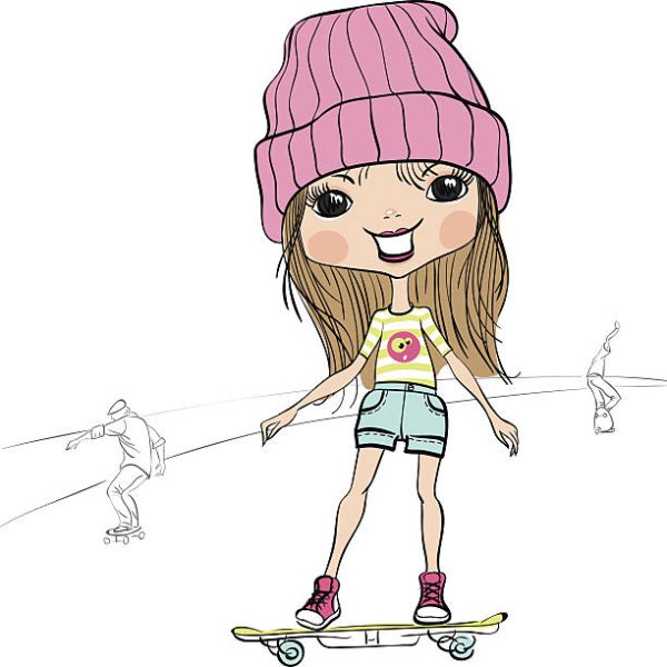 Девочка на скейте рисунок