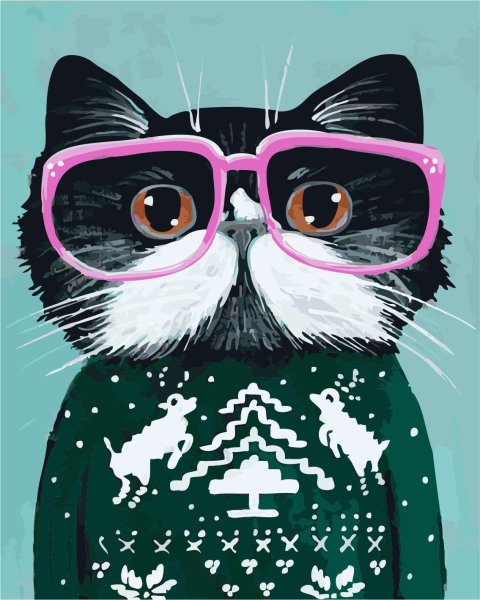 Кот в очках арт