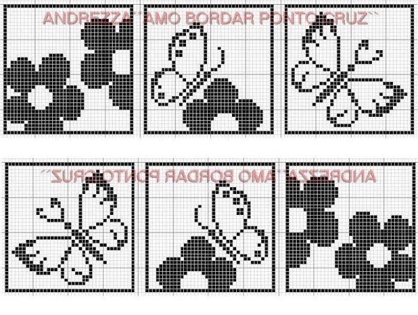 Монохромная вышивка крестом схемы маленькие