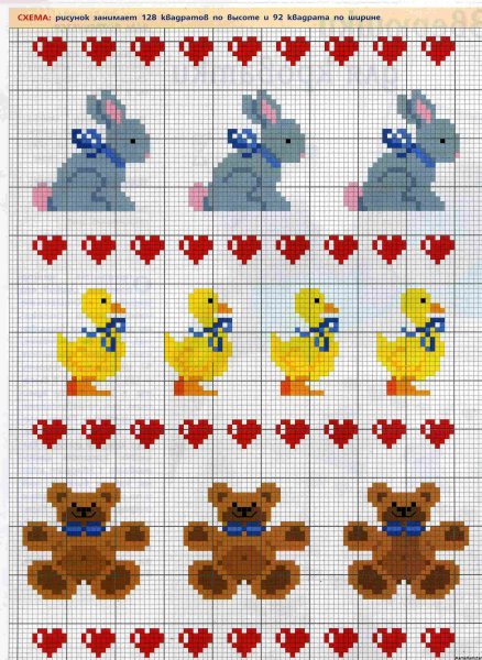 Заяц жаккард схема вязания