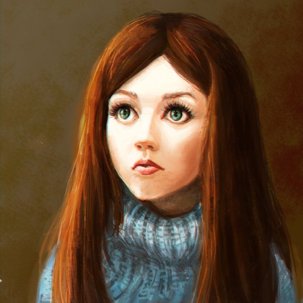 Мультяшная девушка с коричневыми волосами