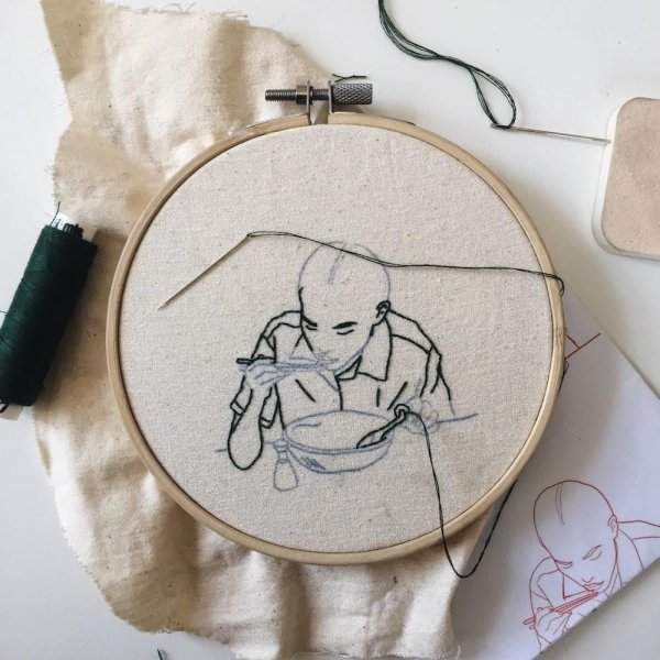 Вышивка морда кота