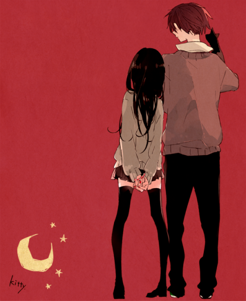 Высокий мужчина и девушка арт