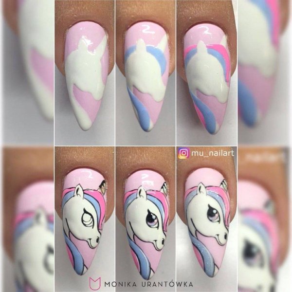 Рисунок девушки на ногтях пошагово