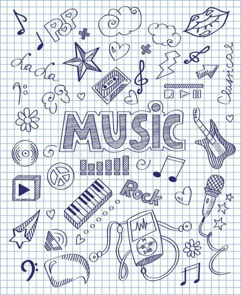 Наброски ручкой в тетради