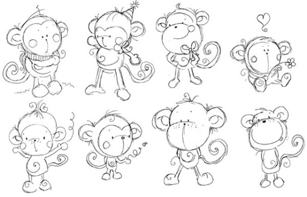 Маленькая мультяшная обезьянка