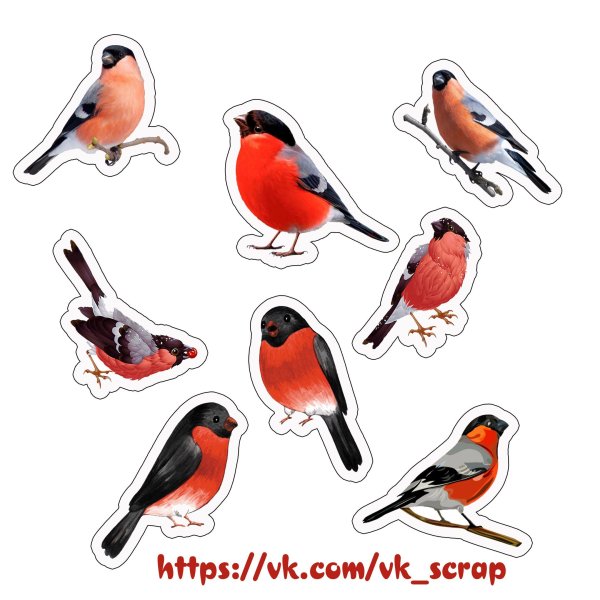 Снегири наклейки