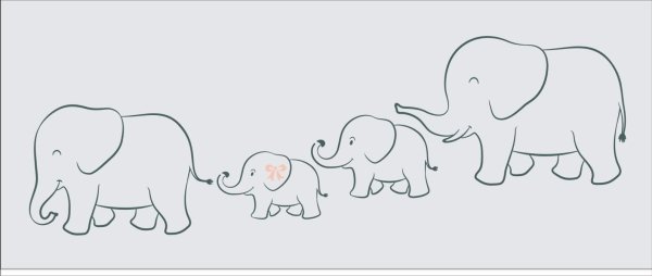 Трафарет слона для рисования