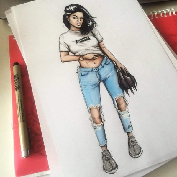 Рисунки для срисовки девушки в полный рост