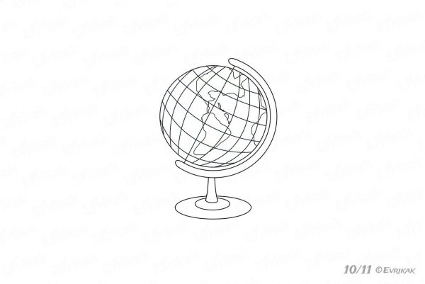 Глобус рисунок карандашом