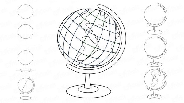 Глобус раскраска для детей