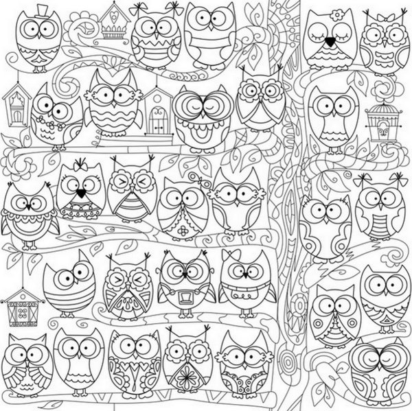 Раскраски антистресс Совушки