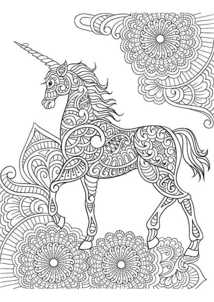 Раскраска Единорог сложная