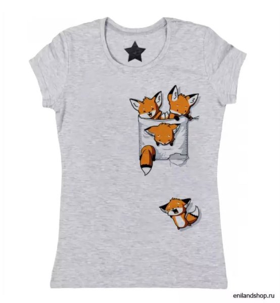 Нарисованная лиса на футболке
