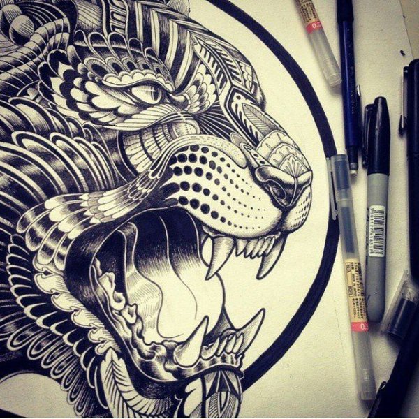 Наброски гелевой ручкой