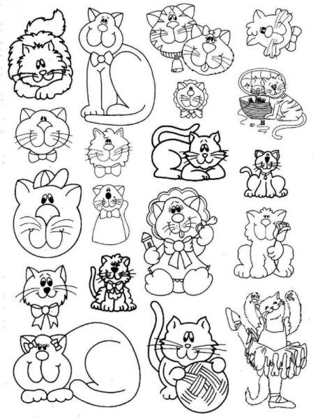 Малинкие котик раскраска