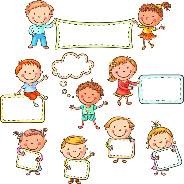 Мультяшные дети с плакатом