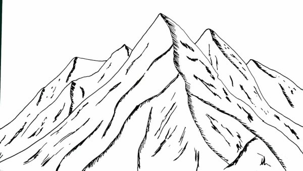 Горы карандашом для детей