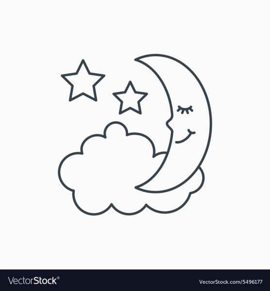 Луна и звезды контур