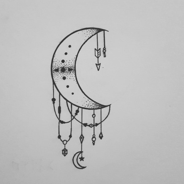 Эскизы тату Луна полумесяц