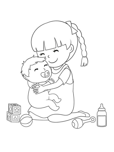 Раскраска братик и сестричка