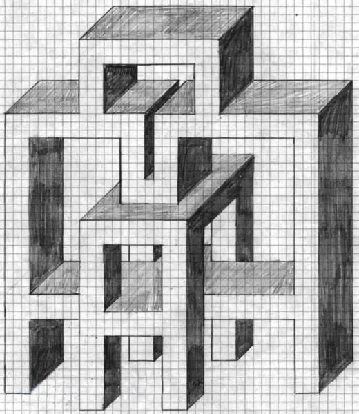 Объемные фигуры по клеточкам