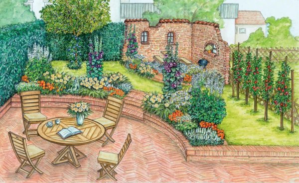 Нарисовать ландшафт двора