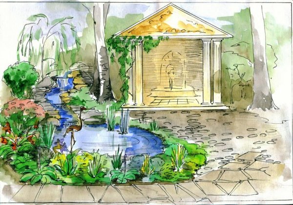 Эскиз архитектурно ландшафтного пространства