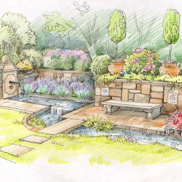 Живописный набросок сада