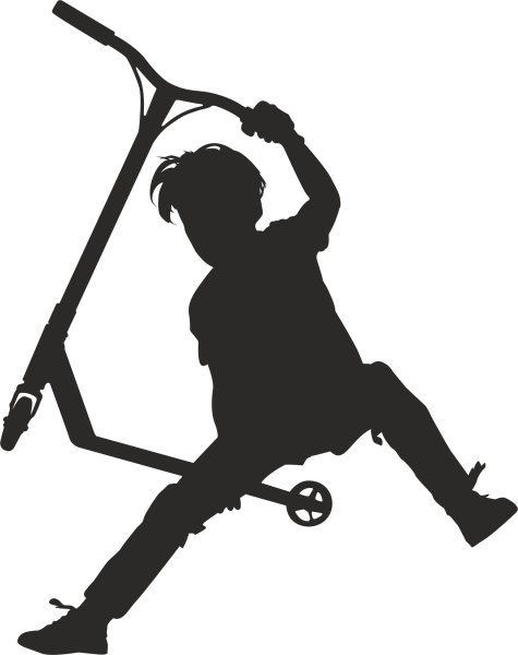 Человек на самокате силуэт