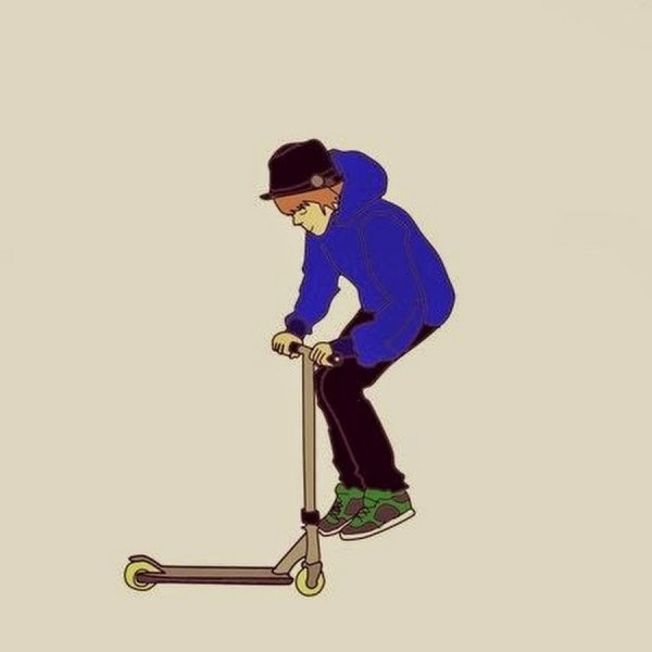 Скелет на самокате