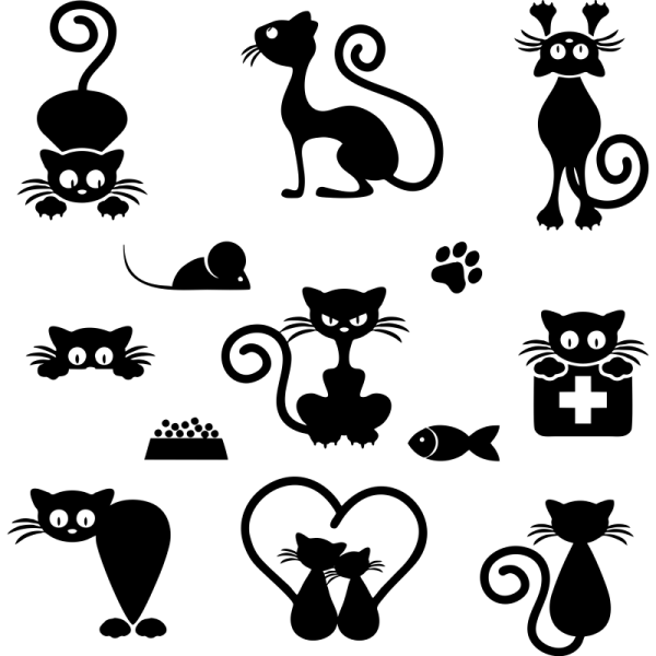 Силуэты котов и кошек