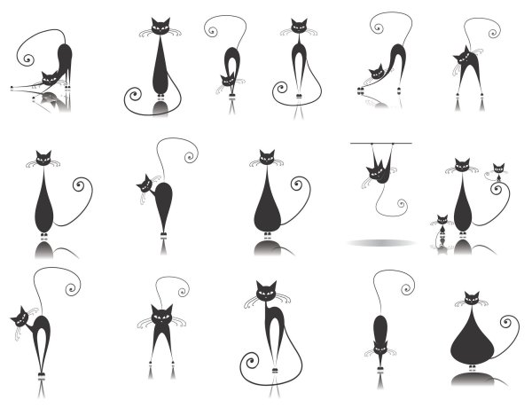 Силуэт кошки тату