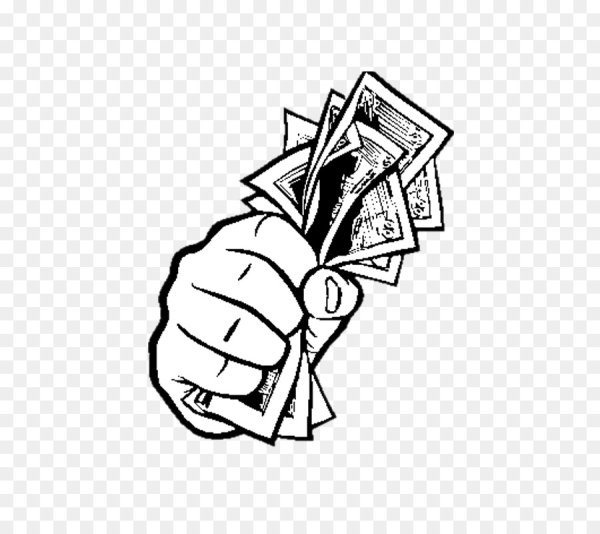 Нарисованная рука с деньгами