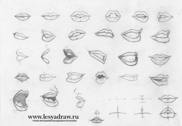 Рисование губ карандашом