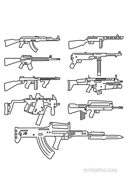 Стрелковое оружие раскраски