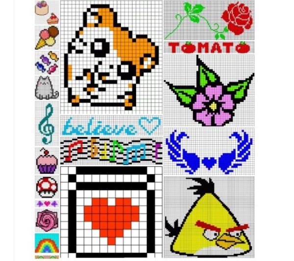 Рисунки по клеточкам в блокноте